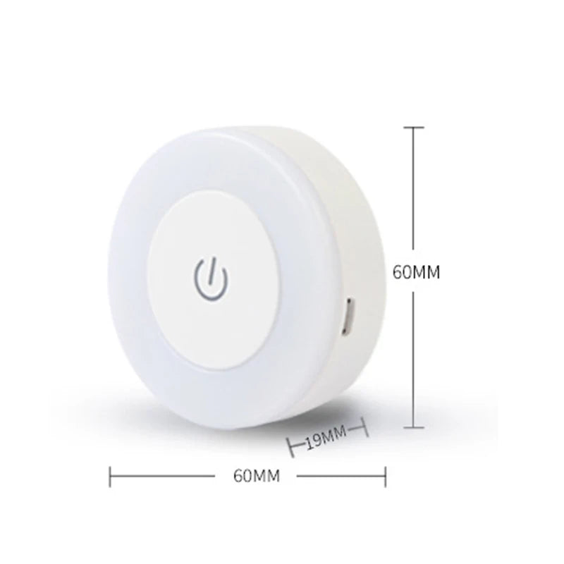 Rechargeable LED Night Light with Touch Control & Magnetic Base – Compact Round Glow for Hallways, Closets & Bedrooms | Thomler