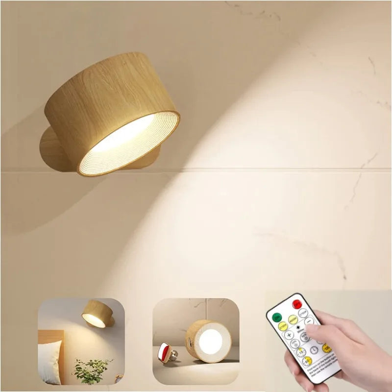 Rechargeable LED Wall Sconce – Magnetic Cylindrical Fixture with Remote Control for Bedroom & Living Room | Thomler