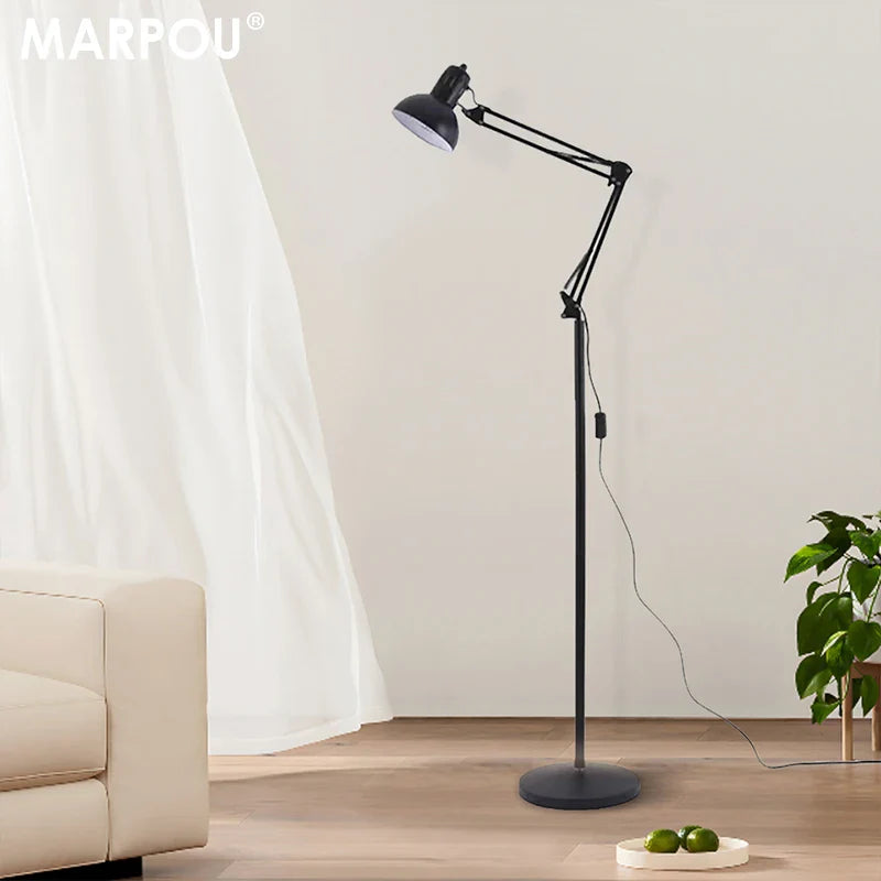 Floor Lamp Metal E27 220–240V Black Reading Living Room Adjustable Task Light | Thomler