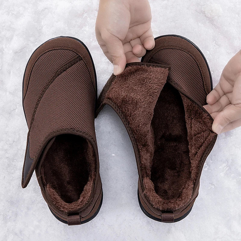 Extra-Wide Orthopedic Slip-On Sneakers with Fur Lining for Swollen Feet & Bunions – Adjustable Hook-and-Loop Senior Comfort Shoes | Thomler
