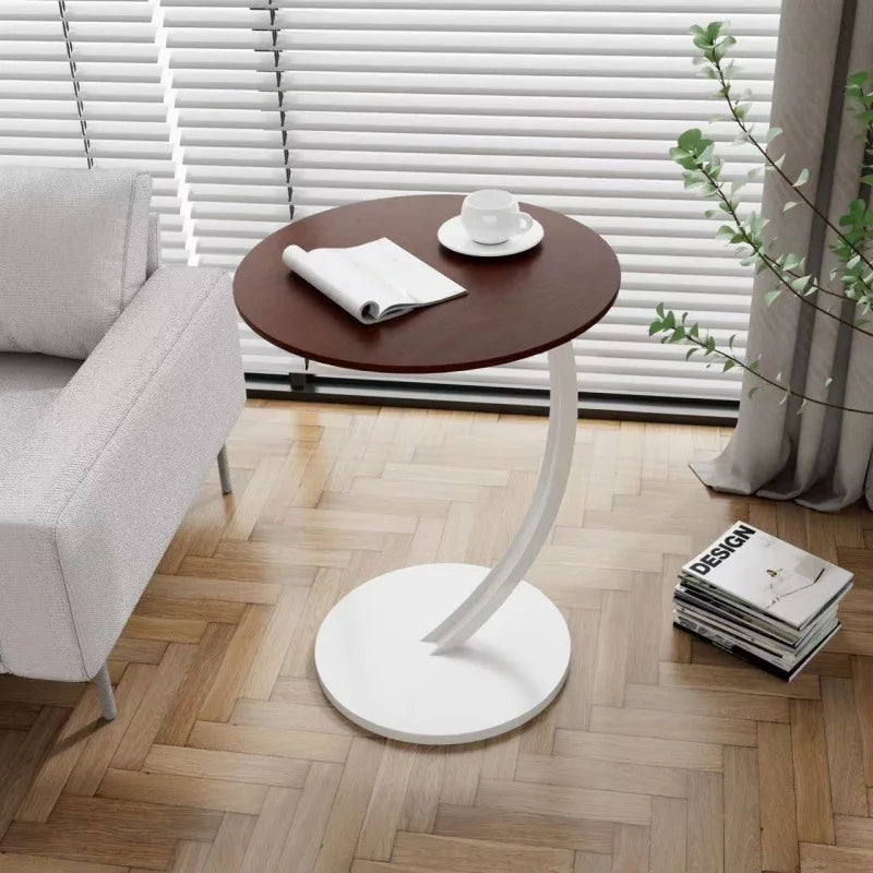 Circular Side Table with Wood Top & Metal Base – Space-Saving Accent for Living Room & Bedroom | Thomler