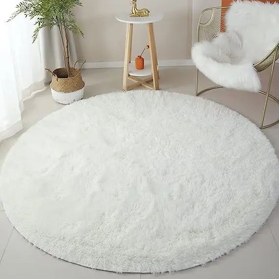 Round Rug Polyester Microfibre 100.0 cm Pink Children Play Area Shaggy Nursery Floor Mat Non Slip Memory Foam | Thomler