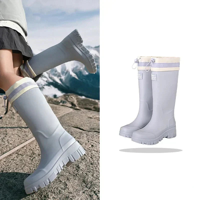 Women's Waterproof Rain Boots with Non-Slip Sole – Vintage-Inspired Rubber Boots for Fall & Winter, Mid-Calf & Tall Styles | Thomler