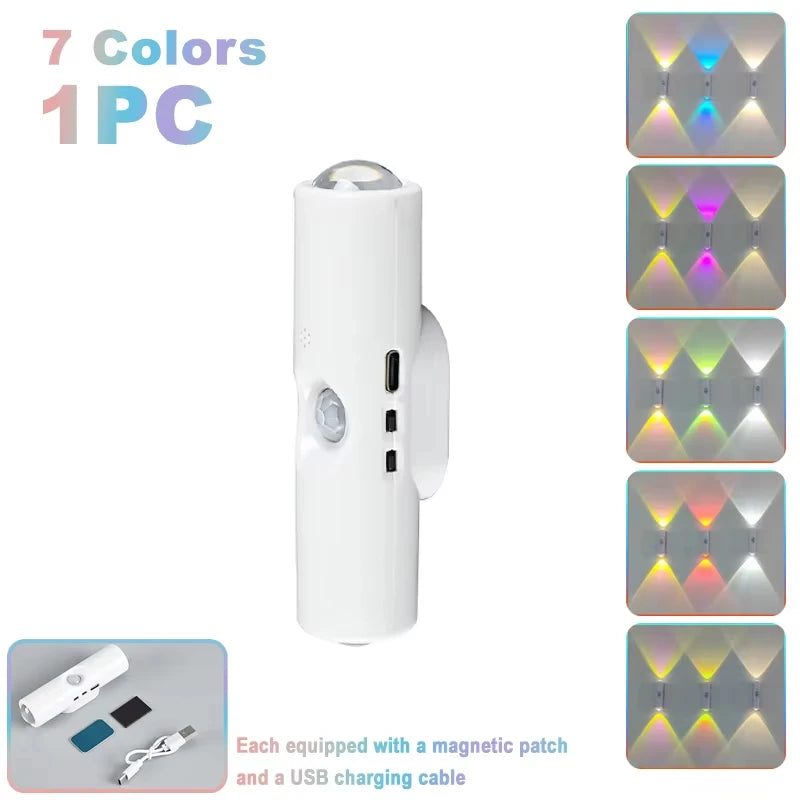 Rechargeable Dual-Head Motion Sensor RGB Spotlight Night Light for Closets Cabinets Hallways Bedrooms | Thomler