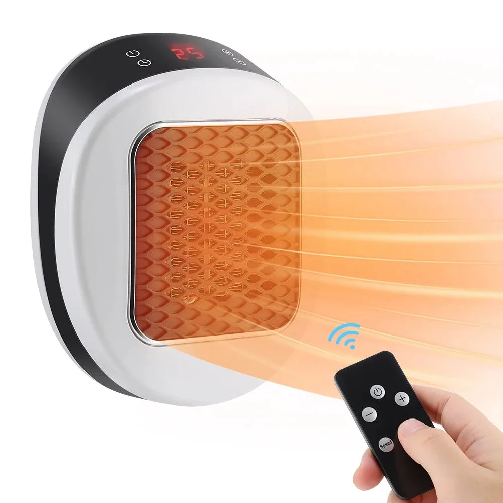 Compact Plug-In Wall Heater with Remote Control, Digital Thermostat & Timer for Bedroom Office RV | Thomler