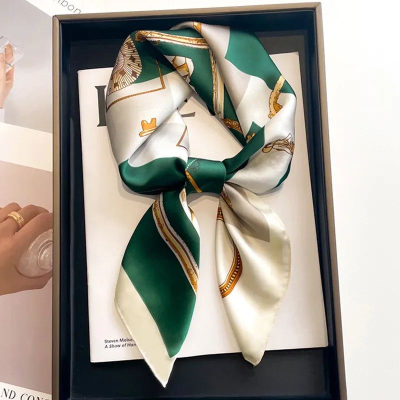 Equestrian Print Satin Square Scarf Neck Wrap Hair Accessory Head Covering 28 Inch Fashion Versatile Women's Silk-Feel Lightweight Bandana | Thomler