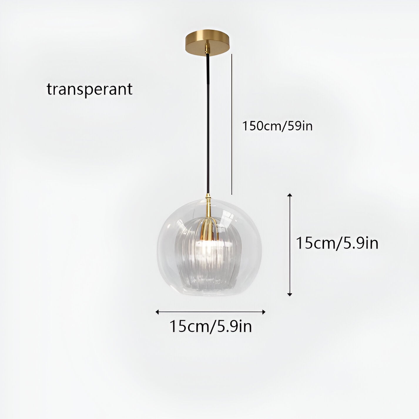 Pendant Light Glass Globe 9.8 in E27 Adjustable Dining Room Kitchen Island Hanging Ceiling Lamp Vintage Modern | Thomler