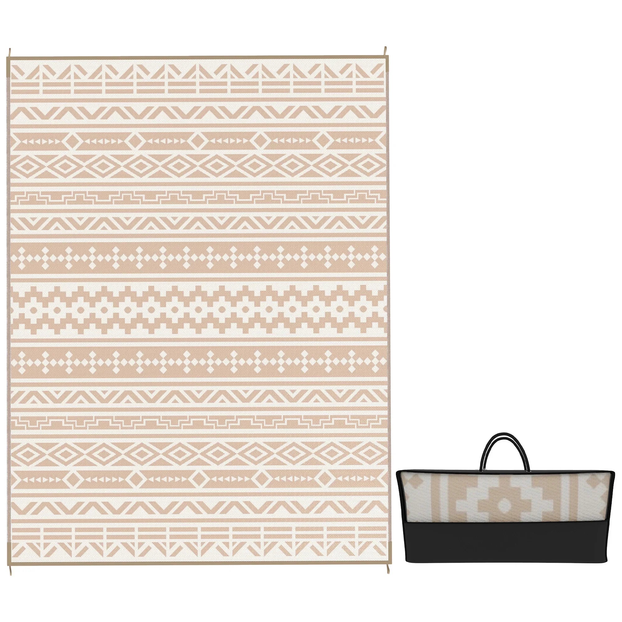 Outdoor Rug Polypropylene 365.0 x 274.0 cm Khaki Beige Patio Camping Reversible Garden Picnic Beach Mat | Thomler