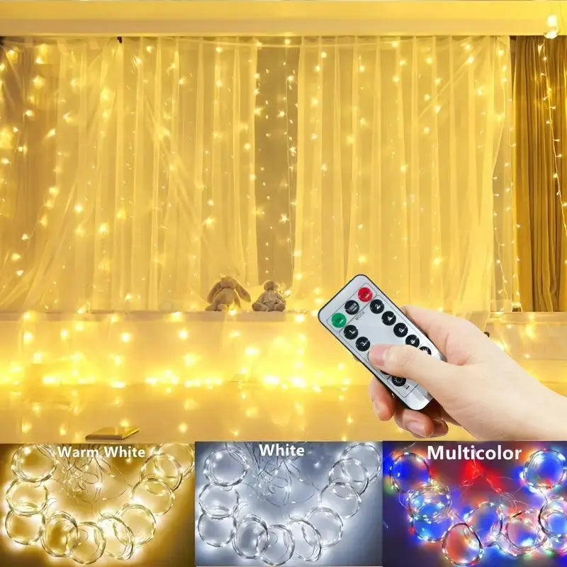 USB Waterfall String Lights with Remote Control 8 Modes LED Fairy Light Backdrop for Bedroom Wedding Party Indoor Decor | Thomler