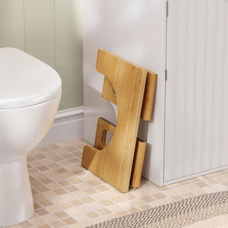 Collapsible Bathroom Footstool with Non-Slip Base – Space-Saving Bamboo Step Riser for Optimal Posture & Comfort | Thomler