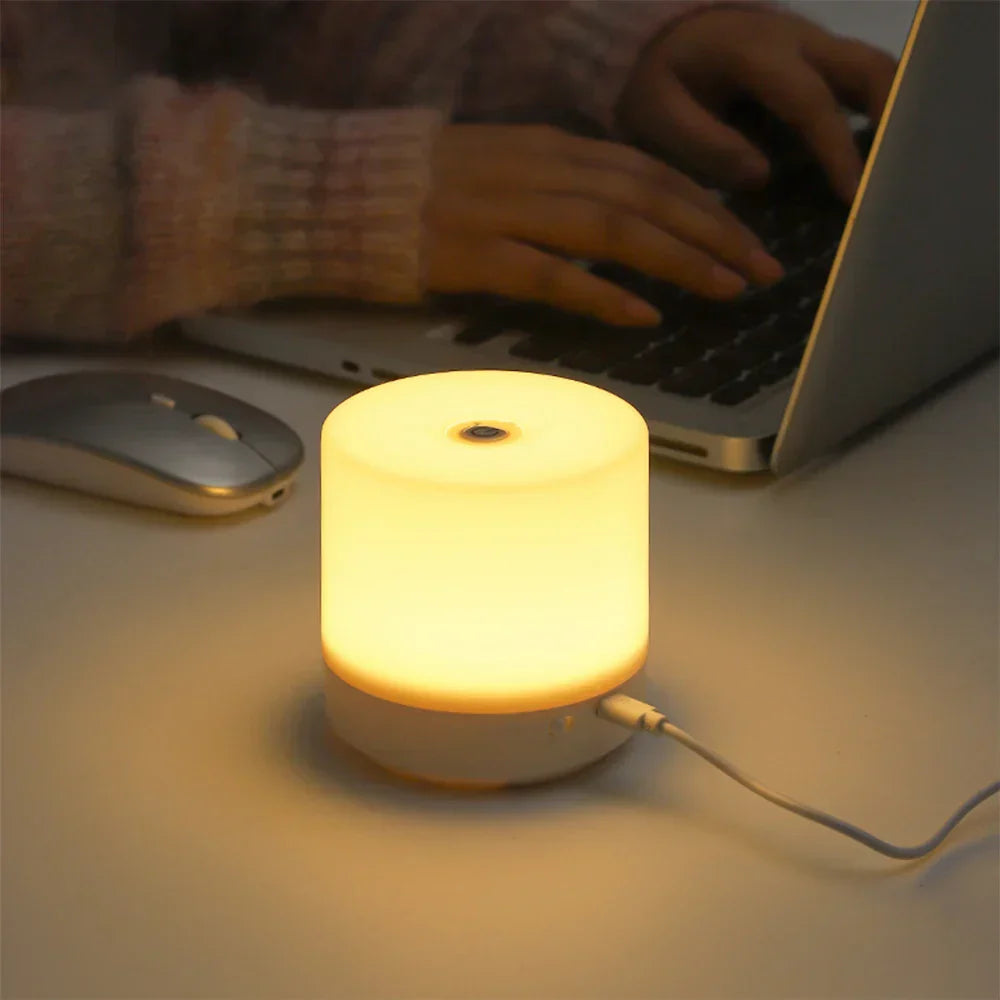 Table Lamp ABS 8.5 cm White USB Dimmable Bedroom Bedside Touch Night Light | Thomler