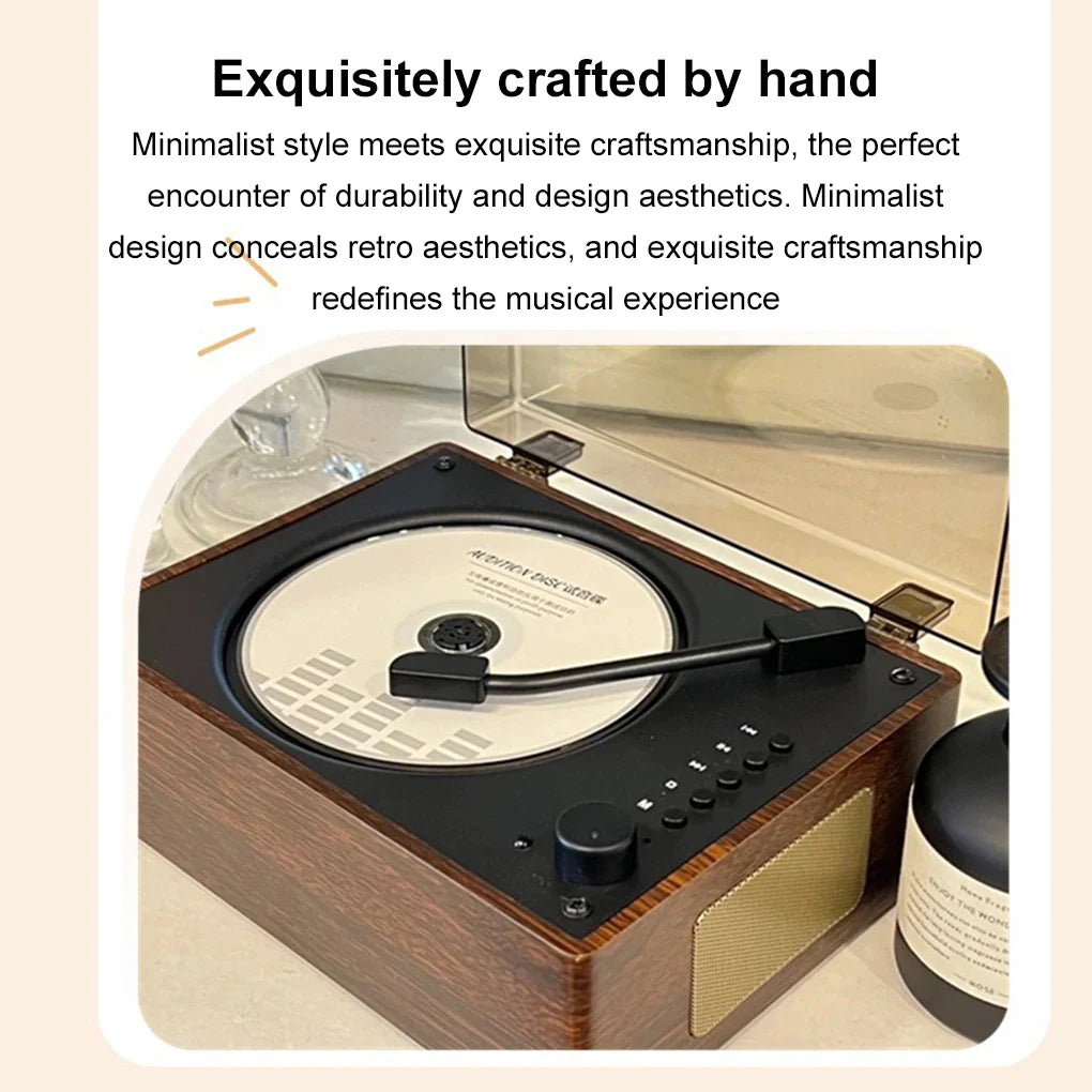 CD Player Wood Finish 20.0 cm Bluetooth 5.1 Portable Home Music Speaker USB AUX Vintage Audio System | Thomler