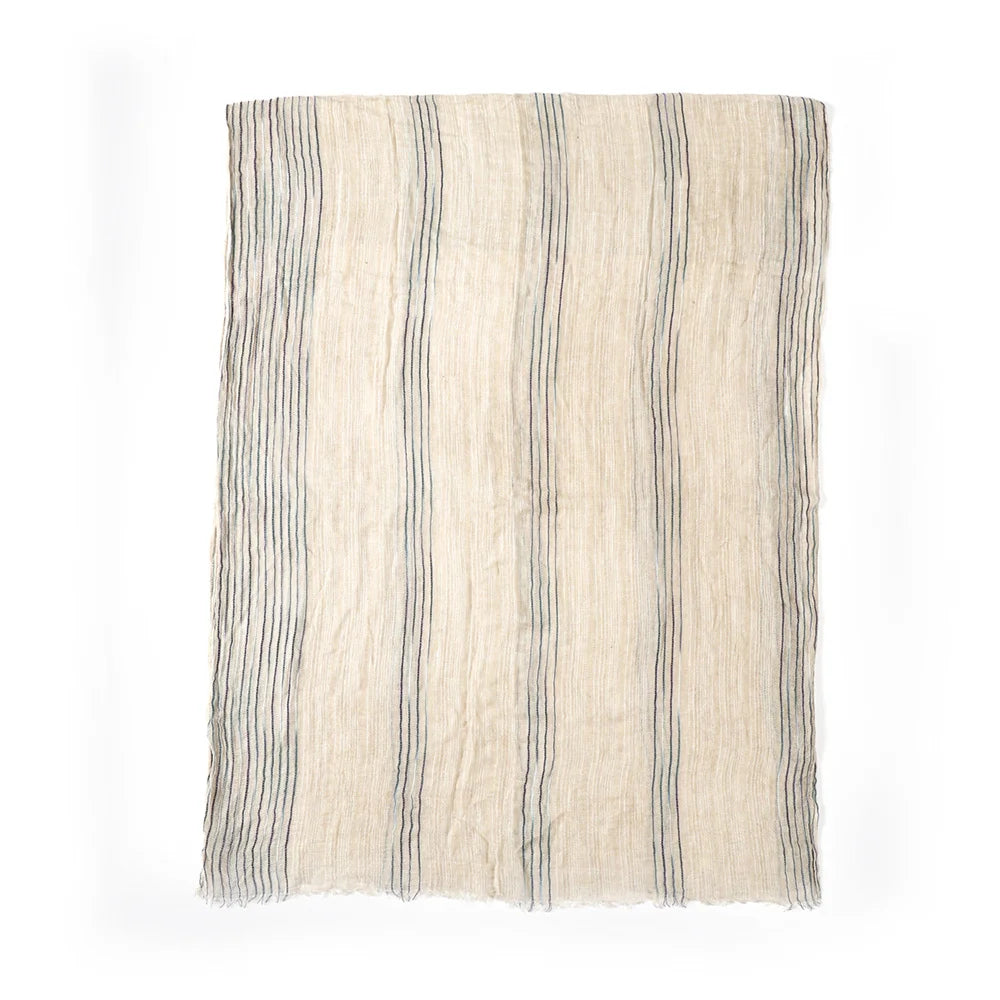 Cotton Linen Striped Scarf for Men – Lightweight Neck Wrap with Tassels for Fall & Winter | Thomler