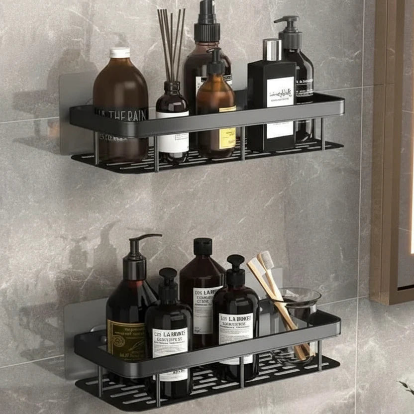 Bathroom Shelf ABS Plastic Drill-Free 10.6 in x 8.3 in Wall Mounted Storage Rack Modern Bathroom Organizer Triangular or Rectangular Designs | Thomler