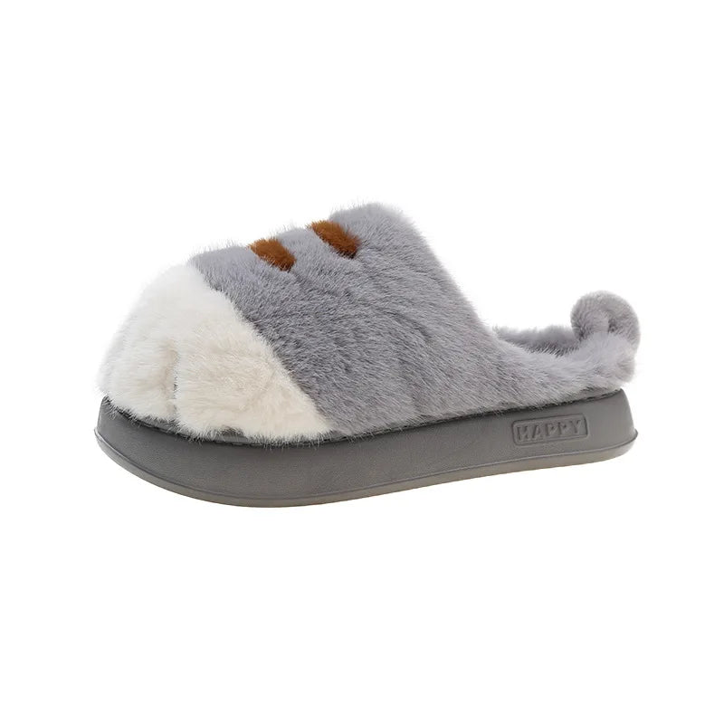 Plush Cat Paw Slippers for Women Indoor Outdoor Soft Furry House Shoes Anti-Slip Cozy Slides Loafer Mules Winter | Thomler