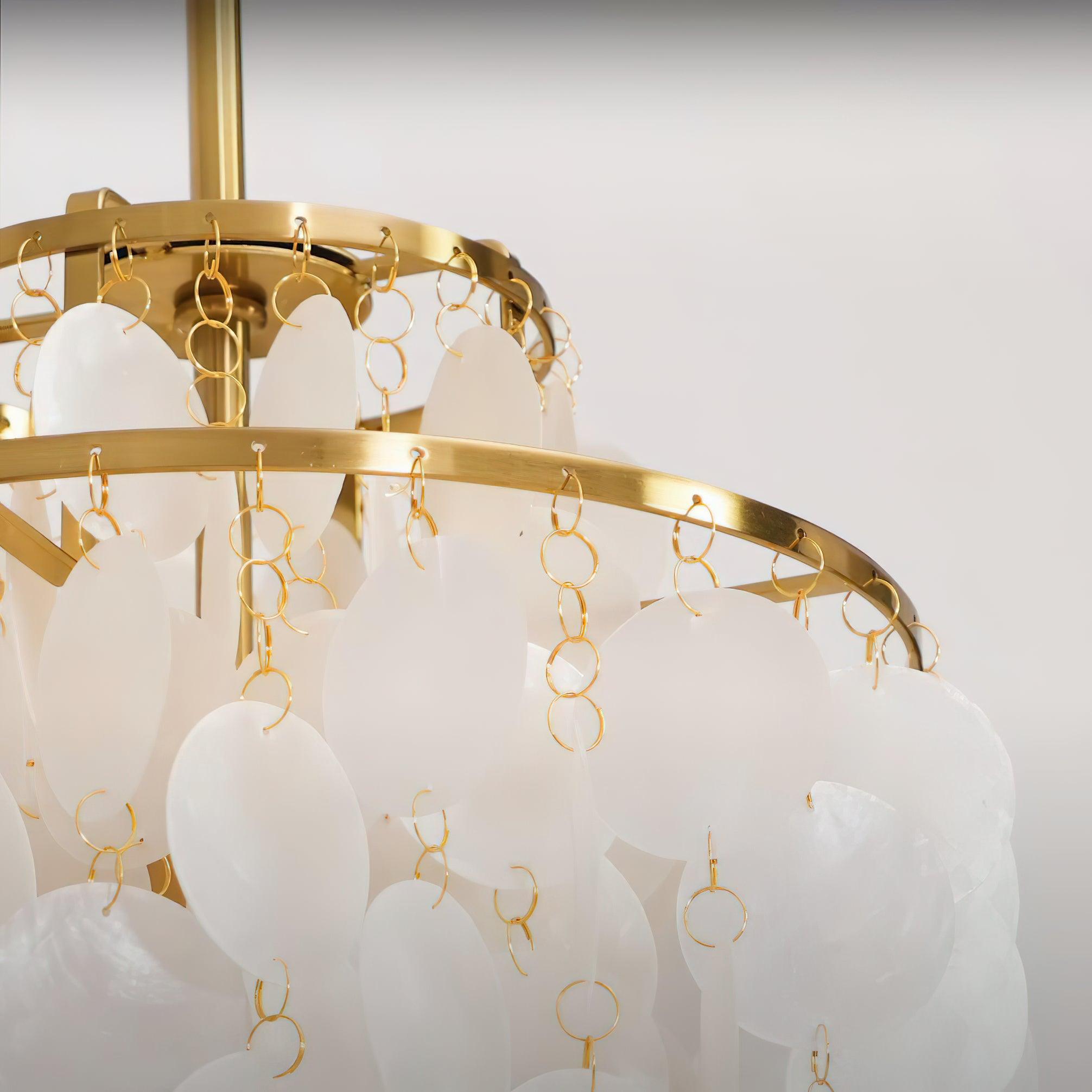 Cascading Shell Pendant Light Fixture Chrome Finish 28 Inches Adjustable Hanging Ceiling Lamp for Dining Room Kitchen Island Open Living Spa | Thomler