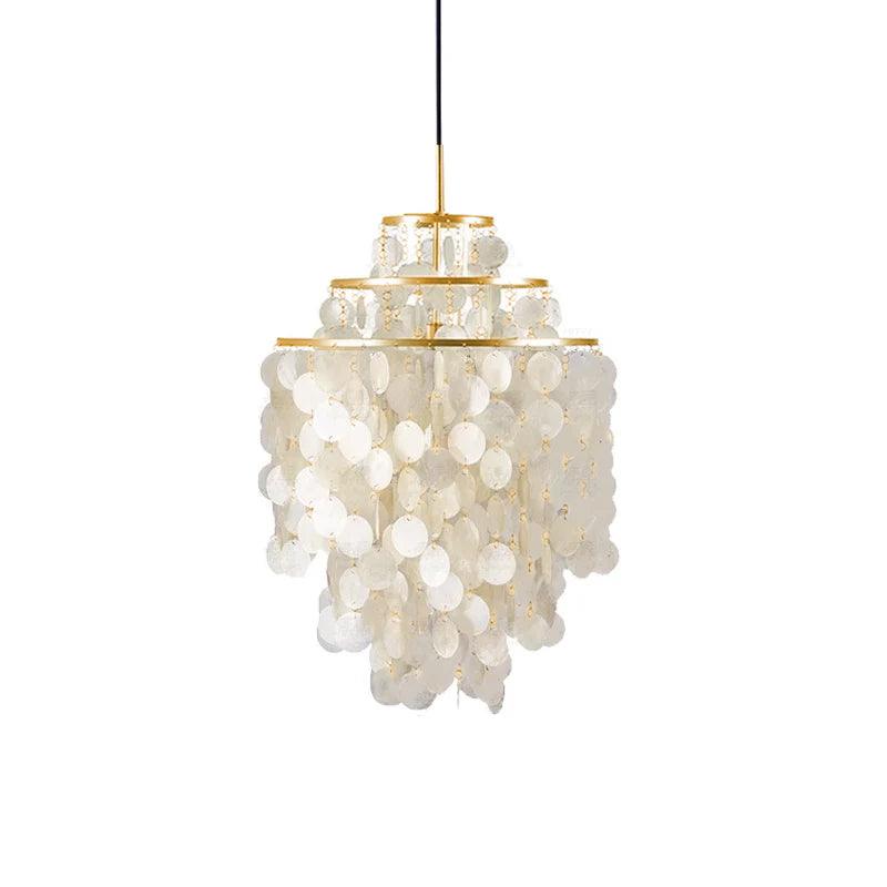 Cascading Shell Pendant Light Fixture Chrome Finish 28 Inches Adjustable Hanging Ceiling Lamp for Dining Room Kitchen Island Open Living Spa | Thomler