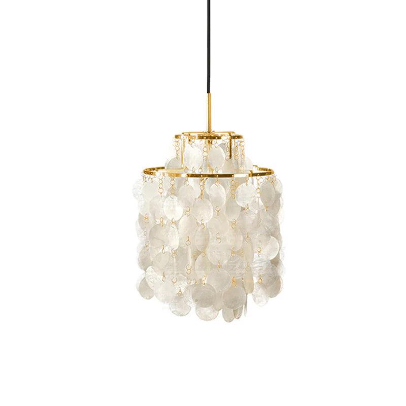 Cascading Shell Pendant Light Fixture Chrome Finish 28 Inches Adjustable Hanging Ceiling Lamp for Dining Room Kitchen Island Open Living Spa | Thomler