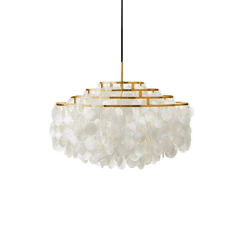Cascading Shell Pendant Light Fixture Chrome Finish 28 Inches Adjustable Hanging Ceiling Lamp for Dining Room Kitchen Island Open Living Spa | Thomler