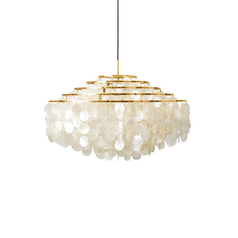 Cascading Shell Pendant Light Fixture Chrome Finish 28 Inches Adjustable Hanging Ceiling Lamp for Dining Room Kitchen Island Open Living Spa | Thomler