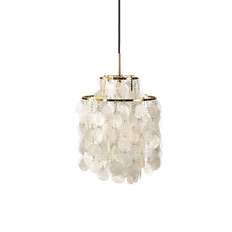 Cascading Shell Pendant Light Fixture Chrome Finish 28 Inches Adjustable Hanging Ceiling Lamp for Dining Room Kitchen Island Open Living Spa | Thomler