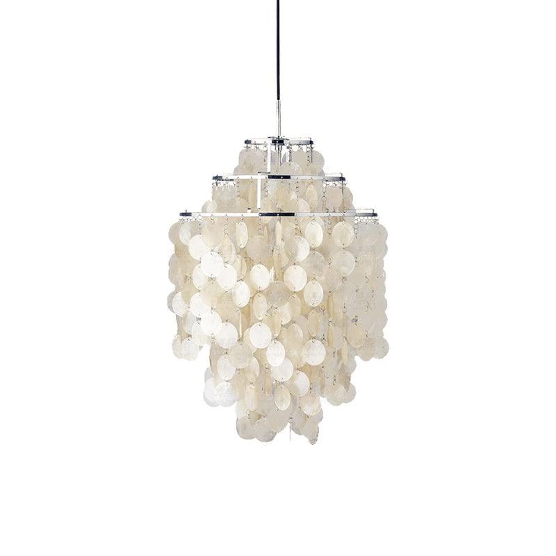 Cascading Shell Pendant Light Fixture Chrome Finish 28 Inches Adjustable Hanging Ceiling Lamp for Dining Room Kitchen Island Open Living Spa | Thomler