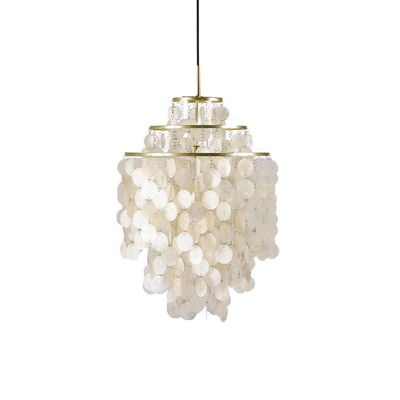 Cascading Shell Pendant Light Fixture Chrome Finish 28 Inches Adjustable Hanging Ceiling Lamp for Dining Room Kitchen Island Open Living Spa | Thomler