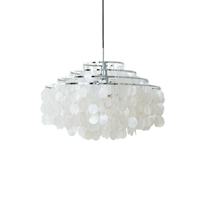 Cascading Shell Pendant Light Fixture Chrome Finish 28 Inches Adjustable Hanging Ceiling Lamp for Dining Room Kitchen Island Open Living Spa | Thomler
