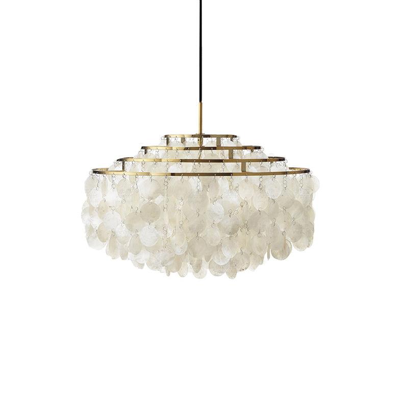 Cascading Shell Pendant Light Fixture Chrome Finish 28 Inches Adjustable Hanging Ceiling Lamp for Dining Room Kitchen Island Open Living Spa | Thomler