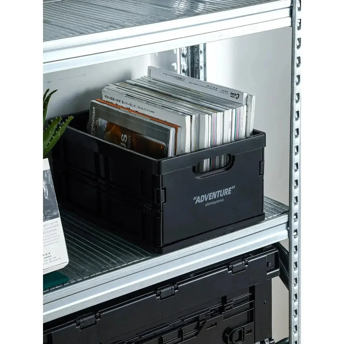 Storage Crate Polypropylene 34.8 cm Foldable Stackable Grey Home Office Document Organiser A4 Folding Storage Box | Thomler