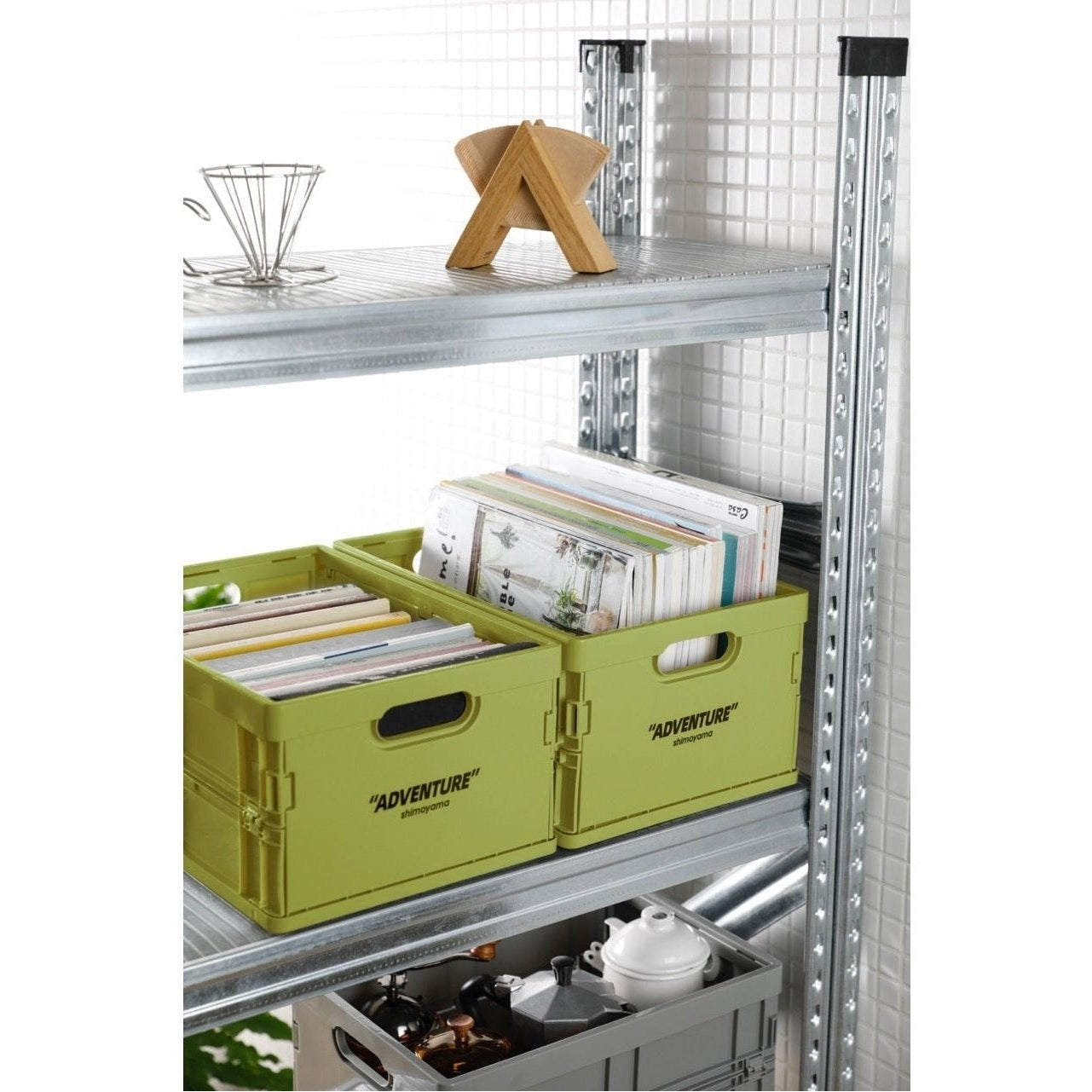 Storage Crate Polypropylene 34.8 cm Foldable Stackable Grey Home Office Document Organiser A4 Folding Storage Box | Thomler