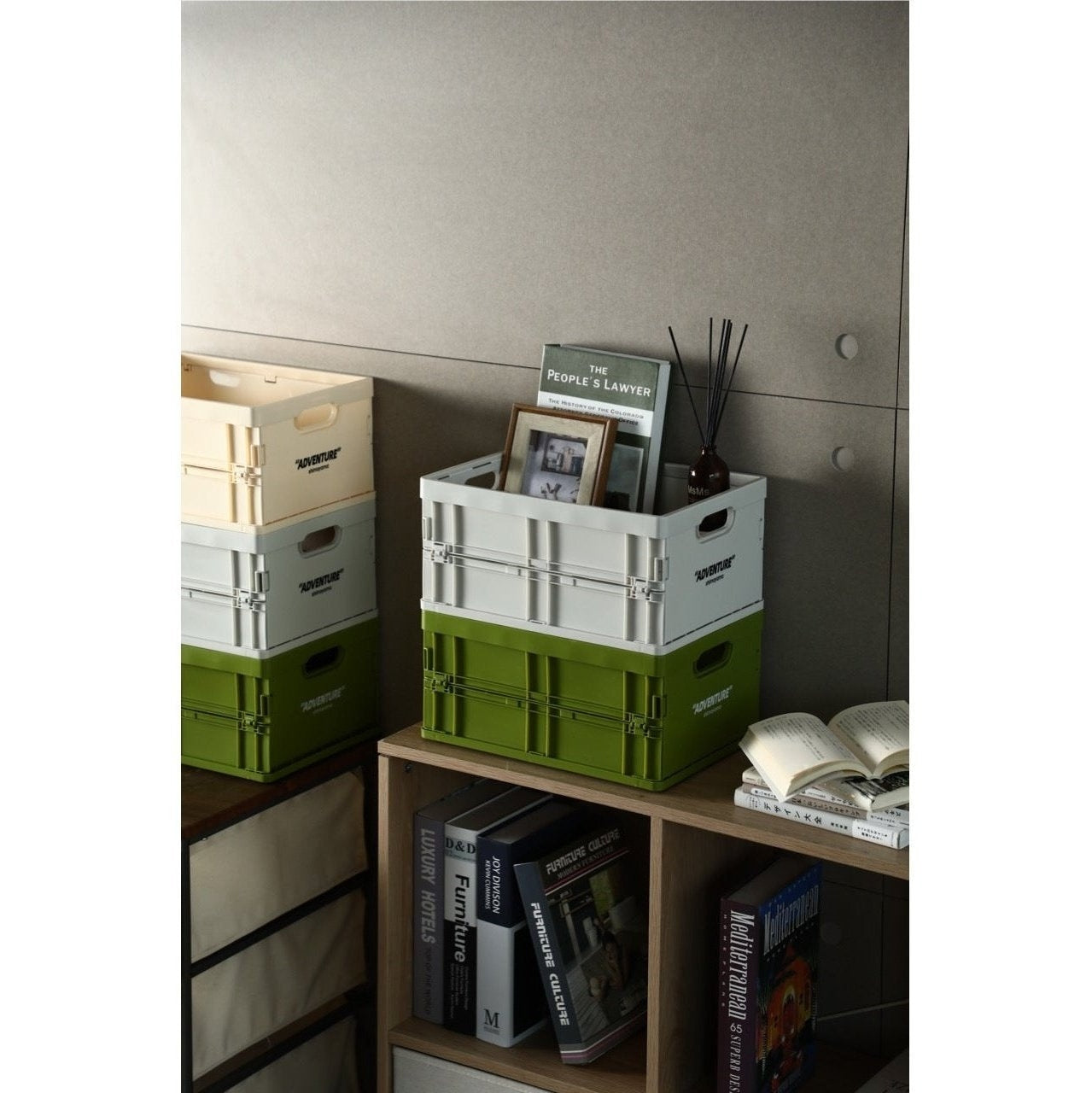 Storage Crate Polypropylene 34.8 cm Foldable Stackable Grey Home Office Document Organiser A4 Folding Storage Box | Thomler