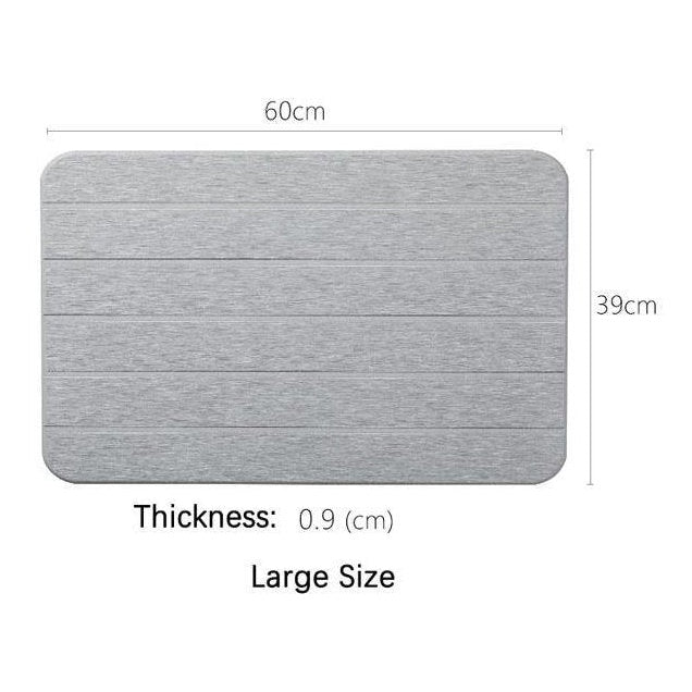 Bath Mat Natural Diatomite Stone 60.0 cm Grey Quick Dry Bathroom Anti Mould Moisture Absorbing Floor Mat | Thomler