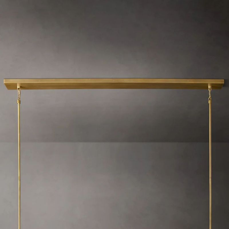 Linear Crystal Chandelier 60 Inch Brass 6-Light Dining Room Lighting Fixture Adjustable Height | Thomler