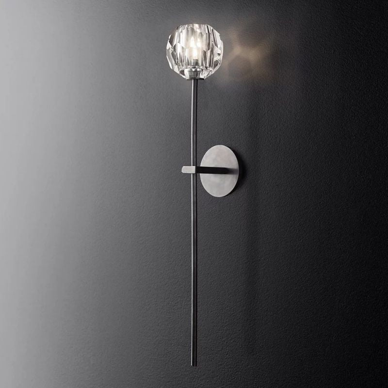 Crystal Globe Wall Sconce Light – Brass & Nickel Options, LED Bulb Included, Contemporary Hallway Lighting for Bedroom Entryway Living Room | Thomler