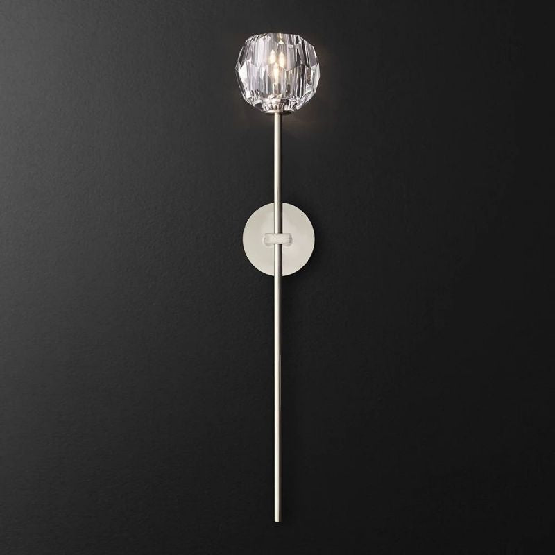 Crystal Globe Wall Sconce Light – Brass & Nickel Options, LED Bulb Included, Contemporary Hallway Lighting for Bedroom Entryway Living Room | Thomler