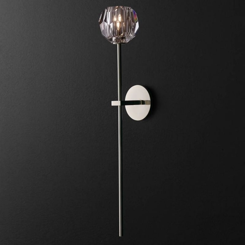Crystal Globe Wall Sconce Light – Brass & Nickel Options, LED Bulb Included, Contemporary Hallway Lighting for Bedroom Entryway Living Room | Thomler