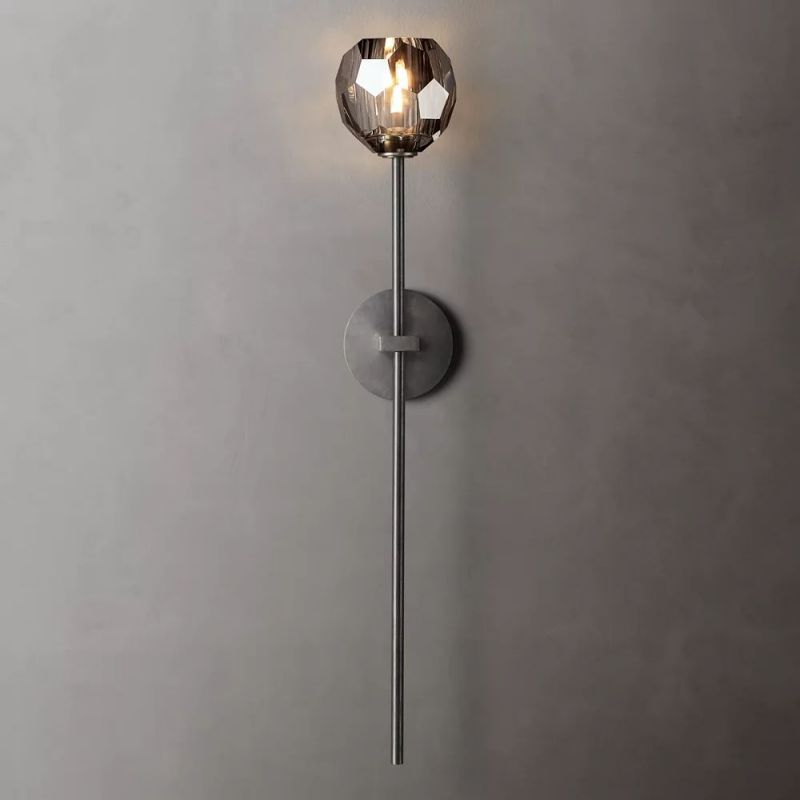 Crystal Globe Wall Sconce Light – Brass & Nickel Options, LED Bulb Included, Contemporary Hallway Lighting for Bedroom Entryway Living Room | Thomler