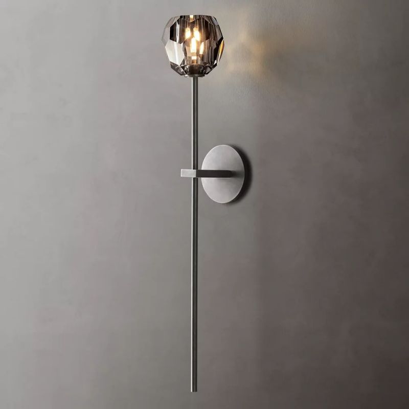 Crystal Globe Wall Sconce Light – Brass & Nickel Options, LED Bulb Included, Contemporary Hallway Lighting for Bedroom Entryway Living Room | Thomler