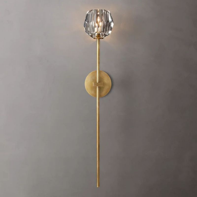 Crystal Globe Wall Sconce Light – Brass & Nickel Options, LED Bulb Included, Contemporary Hallway Lighting for Bedroom Entryway Living Room | Thomler
