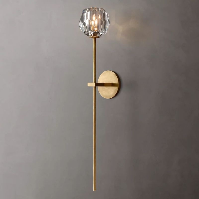 Crystal Globe Wall Sconce Light – Brass & Nickel Options, LED Bulb Included, Contemporary Hallway Lighting for Bedroom Entryway Living Room | Thomler