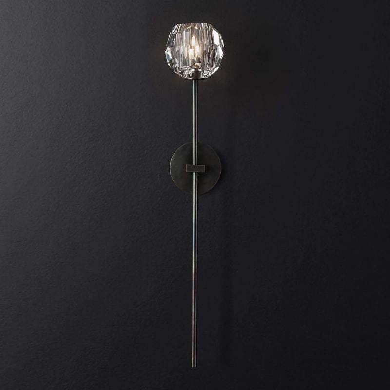 Crystal Globe Wall Sconce Light – Brass & Nickel Options, LED Bulb Included, Contemporary Hallway Lighting for Bedroom Entryway Living Room | Thomler