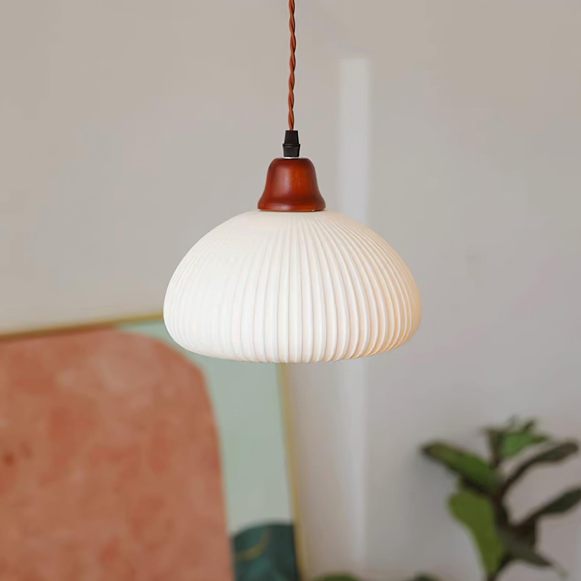 Pendant Light Ceramic 9 in White Dining Room Kitchen Island Hanging Lamp Adjustable Height | Thomler