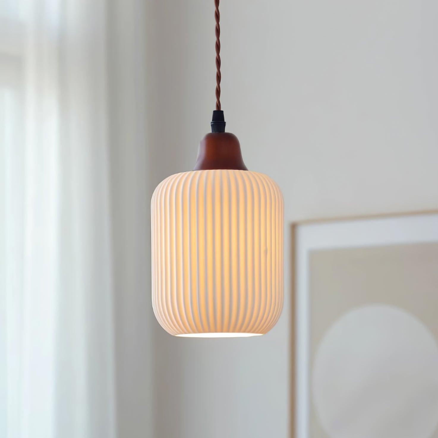 Pendant Light Ceramic 9 in White Dining Room Kitchen Island Hanging Lamp Adjustable Height | Thomler