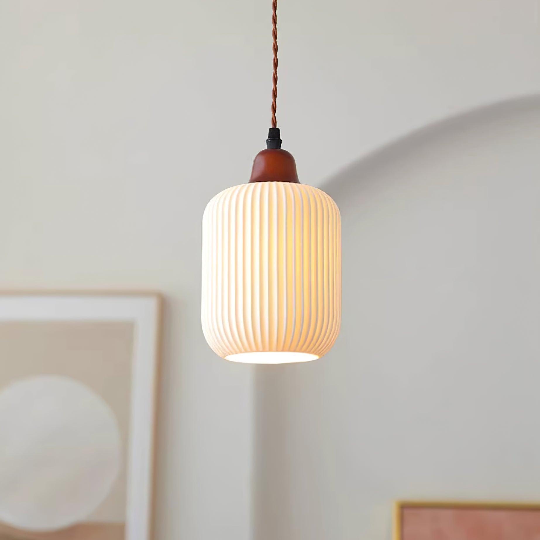 Pendant Light Ceramic 9 in White Dining Room Kitchen Island Hanging Lamp Adjustable Height | Thomler