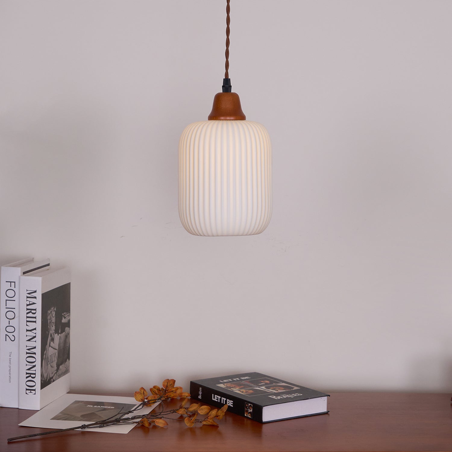 Pendant Light Ceramic 9 in White Dining Room Kitchen Island Hanging Lamp Adjustable Height | Thomler