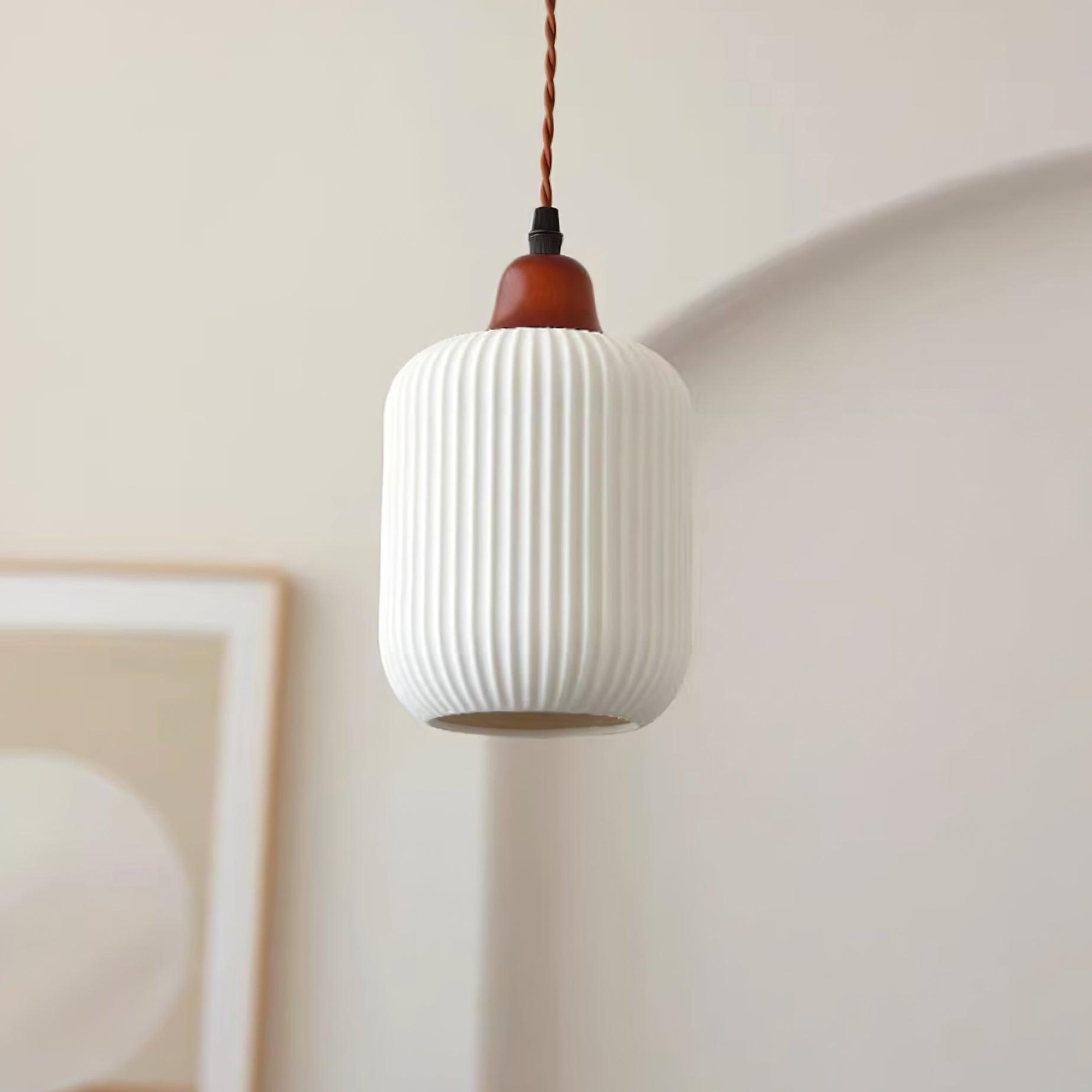 Pendant Light Ceramic 9 in White Dining Room Kitchen Island Hanging Lamp Adjustable Height | Thomler