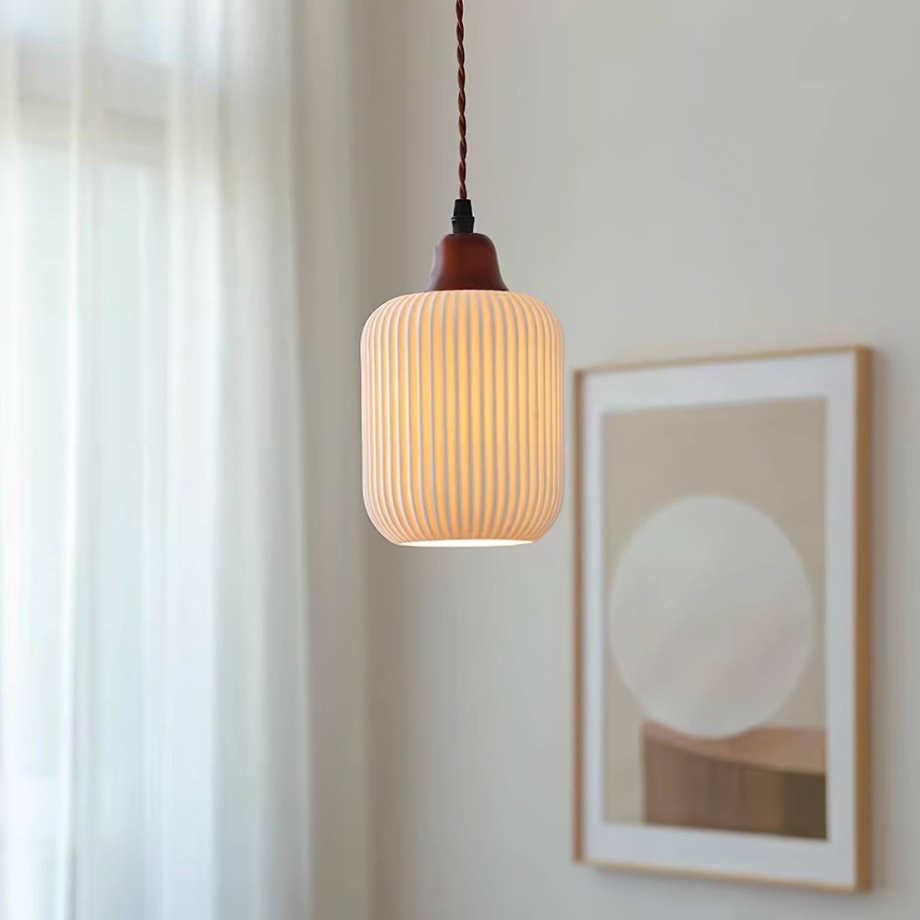 Pendant Light Ceramic 9 in White Dining Room Kitchen Island Hanging Lamp Adjustable Height | Thomler