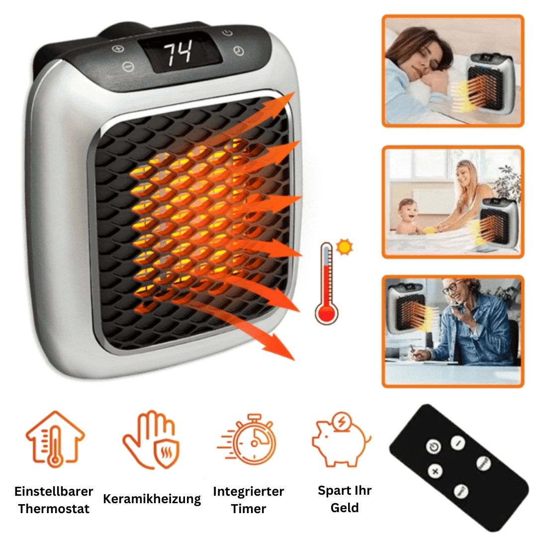 Compact Desktop Space Heater with Air Filter & Remote Control 800W Fan for Home Office & Bedroom | Thomler