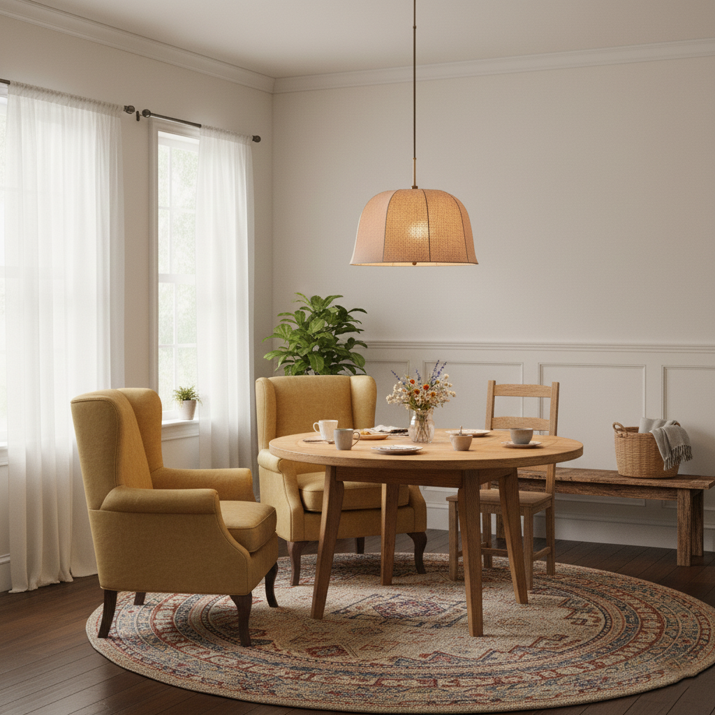 Pendant Light Linen 14.6 in Adjustable Bedroom Living Room Dining Room Hanging Lamp Vintage Style | Thomler